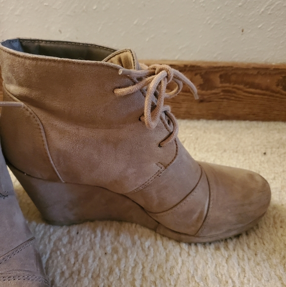 Tan Wedge Booties - Picture 2 of 3